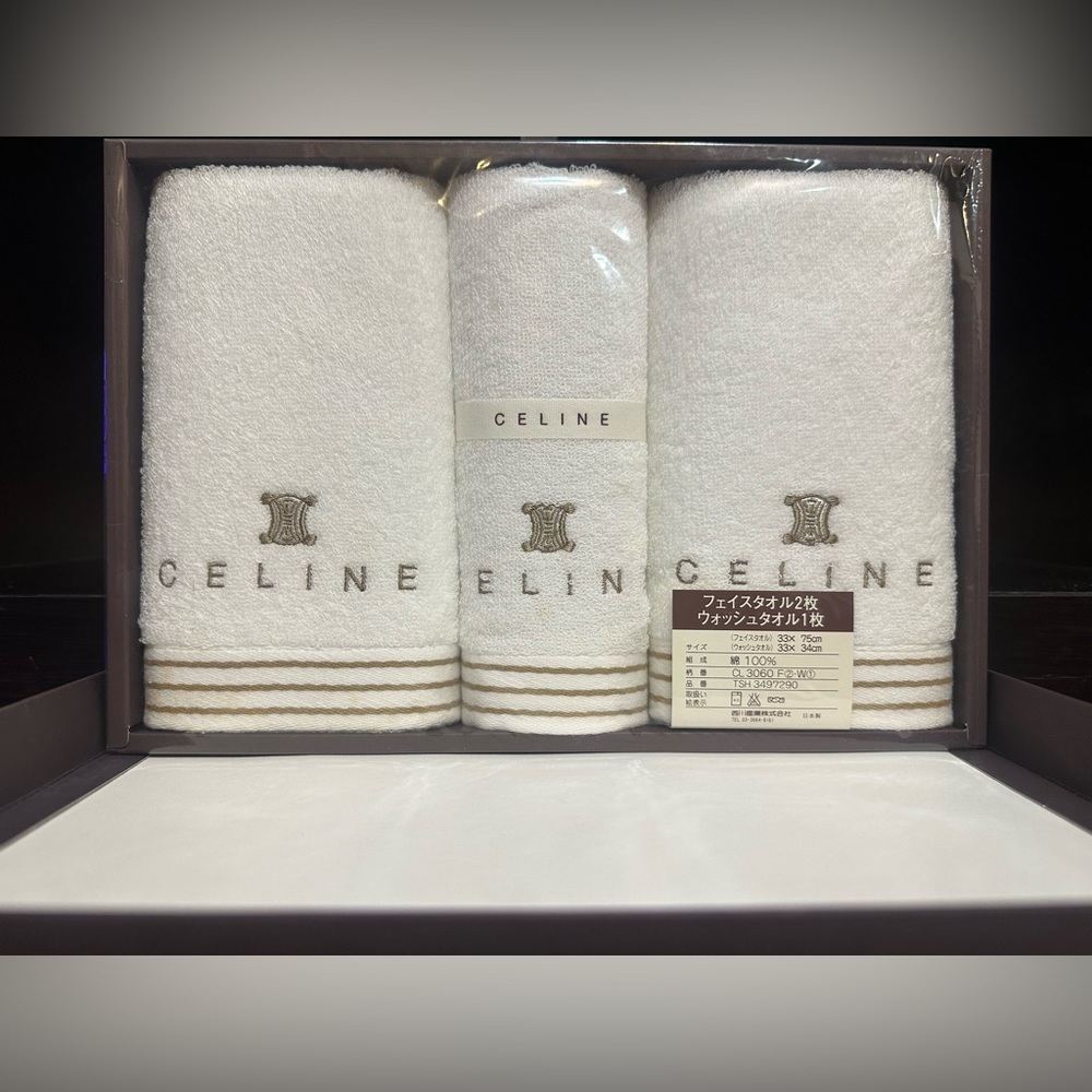 Authentic set of 3 Celine Hand Towels